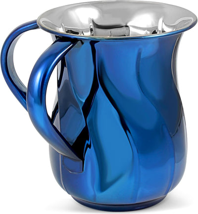 Vaso Netilat Yadayim decorativo 5.25pulg azul metálico