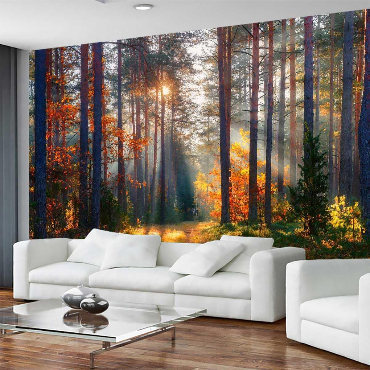 Papel pintado mural otoñal bosque sala dormitorio
