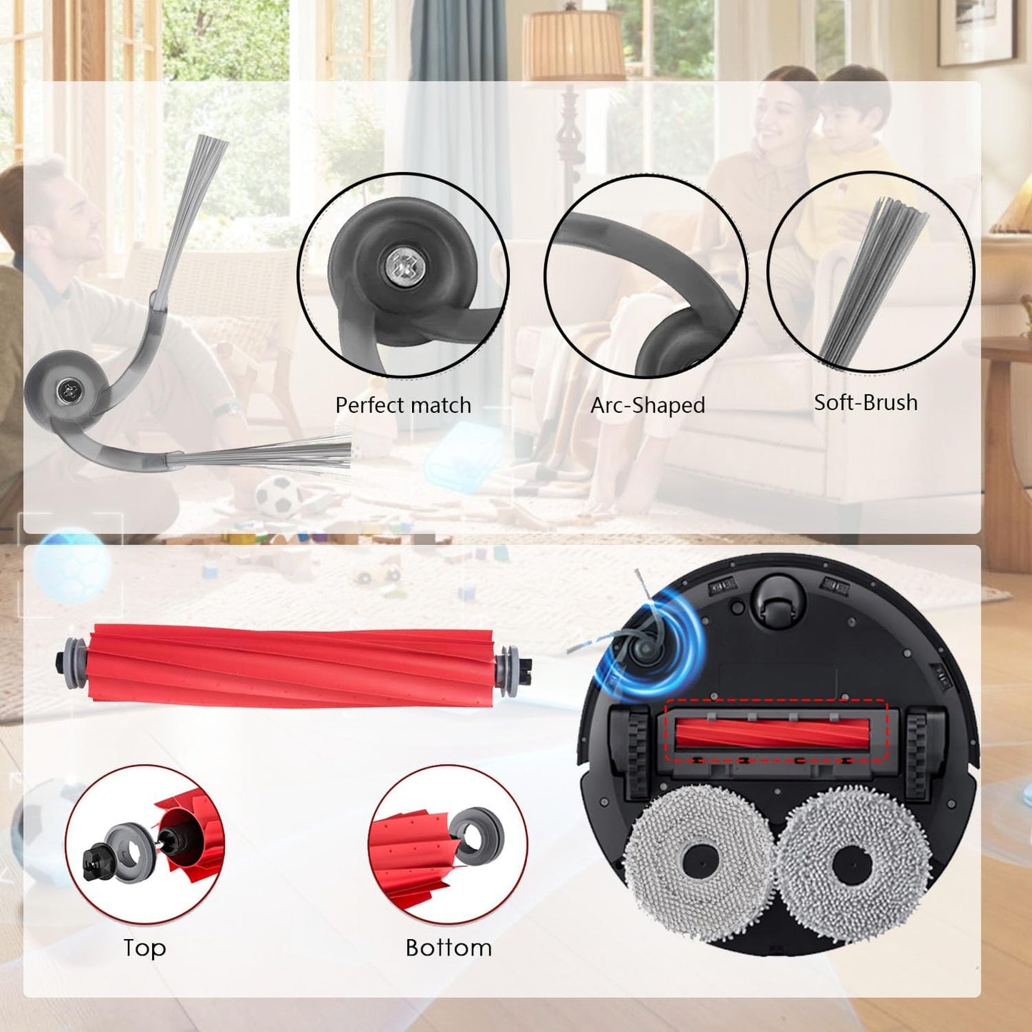 Kit repuesto robot aspirador QV 35A 35S 4 filtros HEPA 6 cepillos