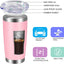Vaso acero inox 20oz con tapa y pajita vacío térmico rosa