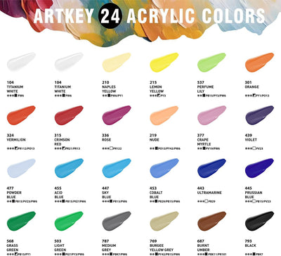 Juego 24 colores pintura acrílica para artistas profesionales