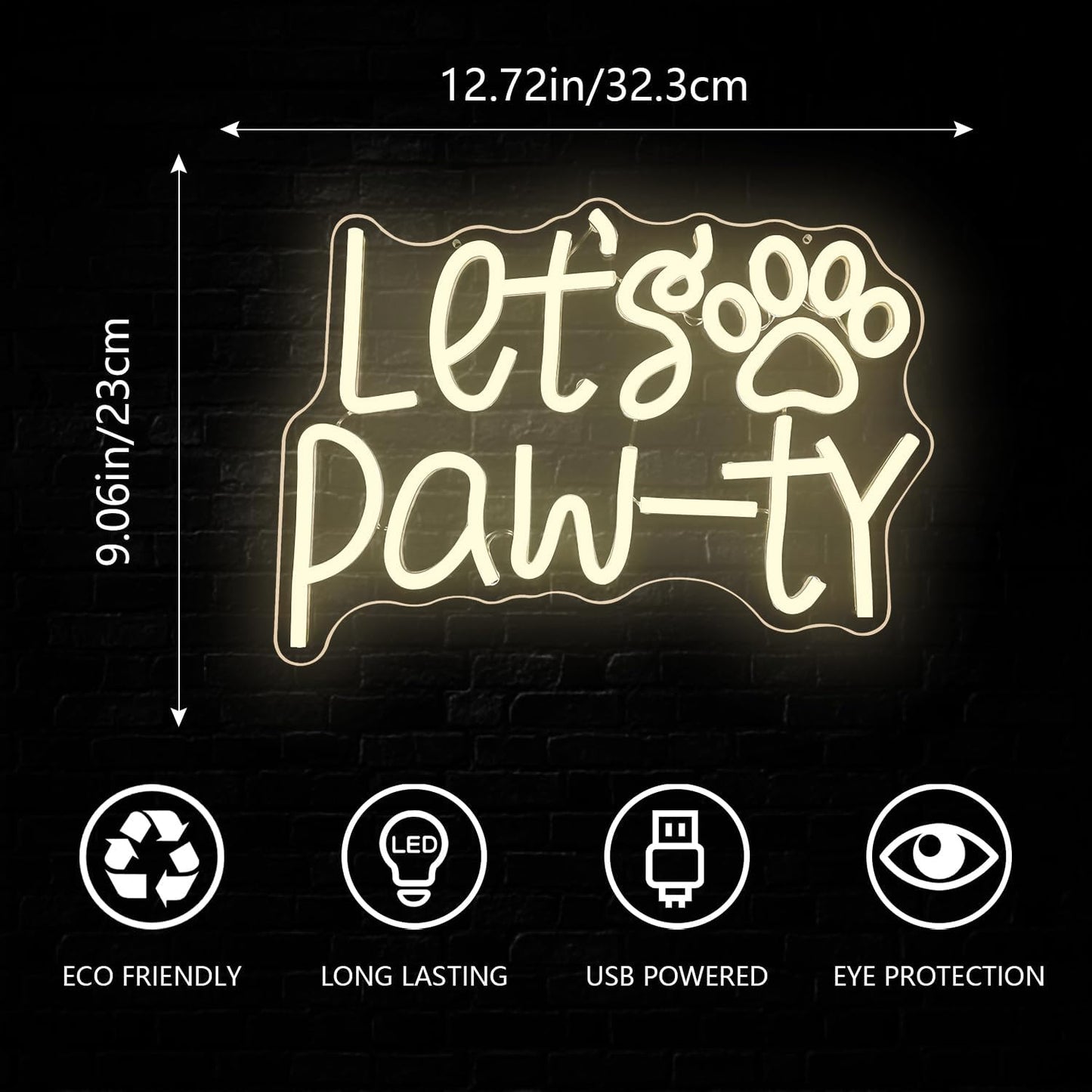 Letrero neón LED para fiesta de mascotas y cumpleaños