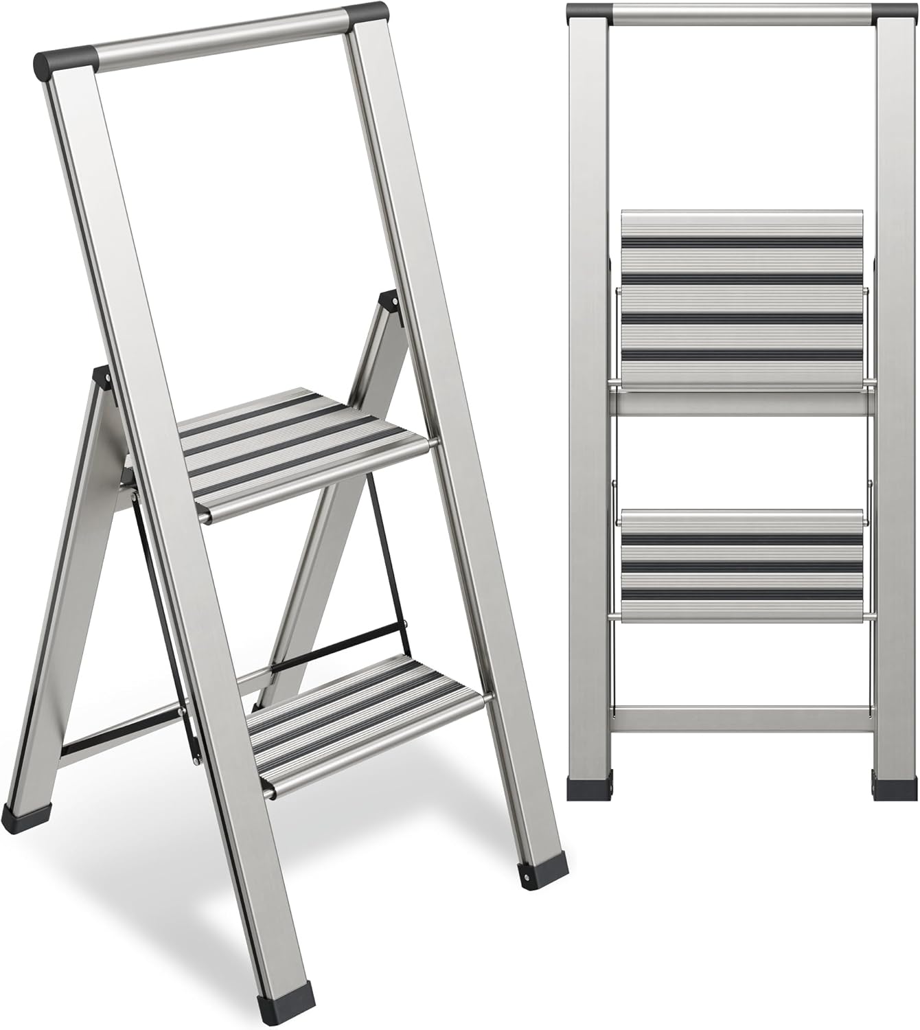 Escalera plegable 2 escalones aluminio moderno antiderrap