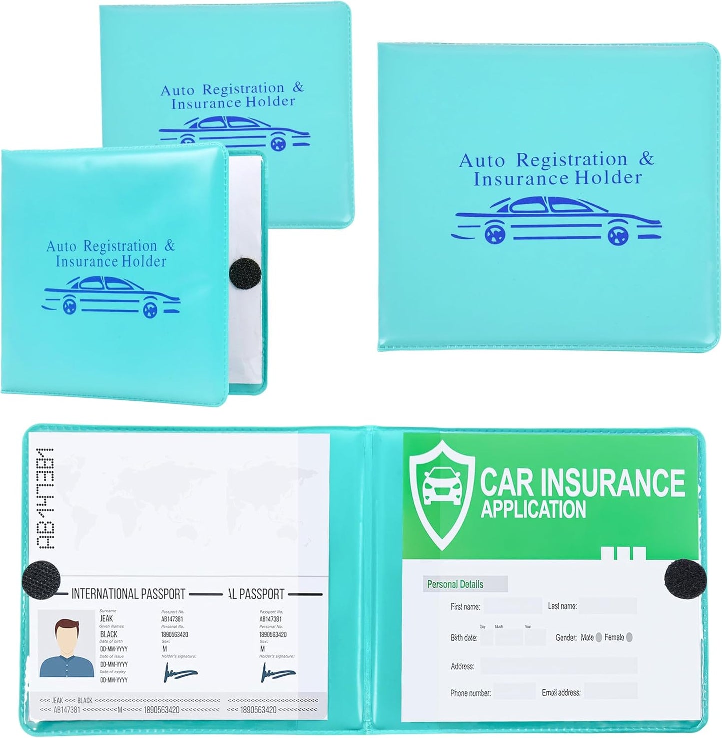 Tarjetero seguro auto 2 pack organiz. aguamarina