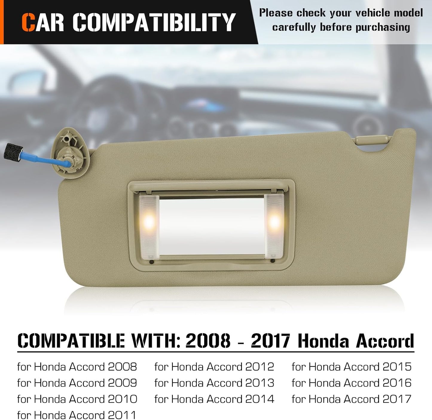 Visera solar luz Honda Accord 08-17 repuesto beige