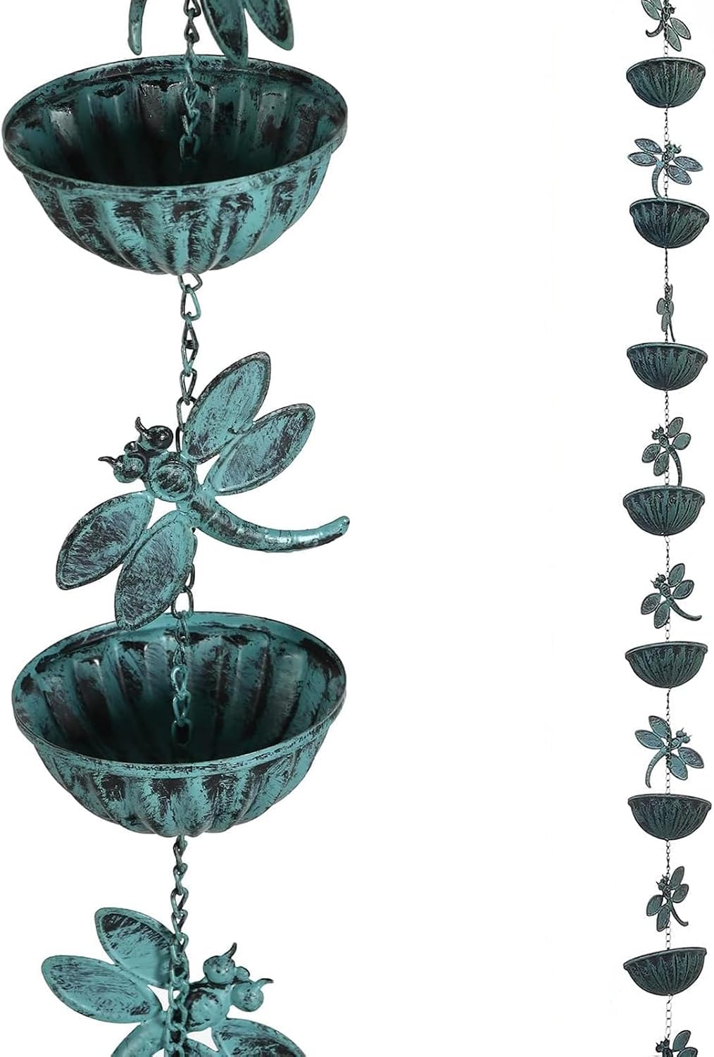 Cadena lluvia libélula hierro 8.5ft azul envejecido