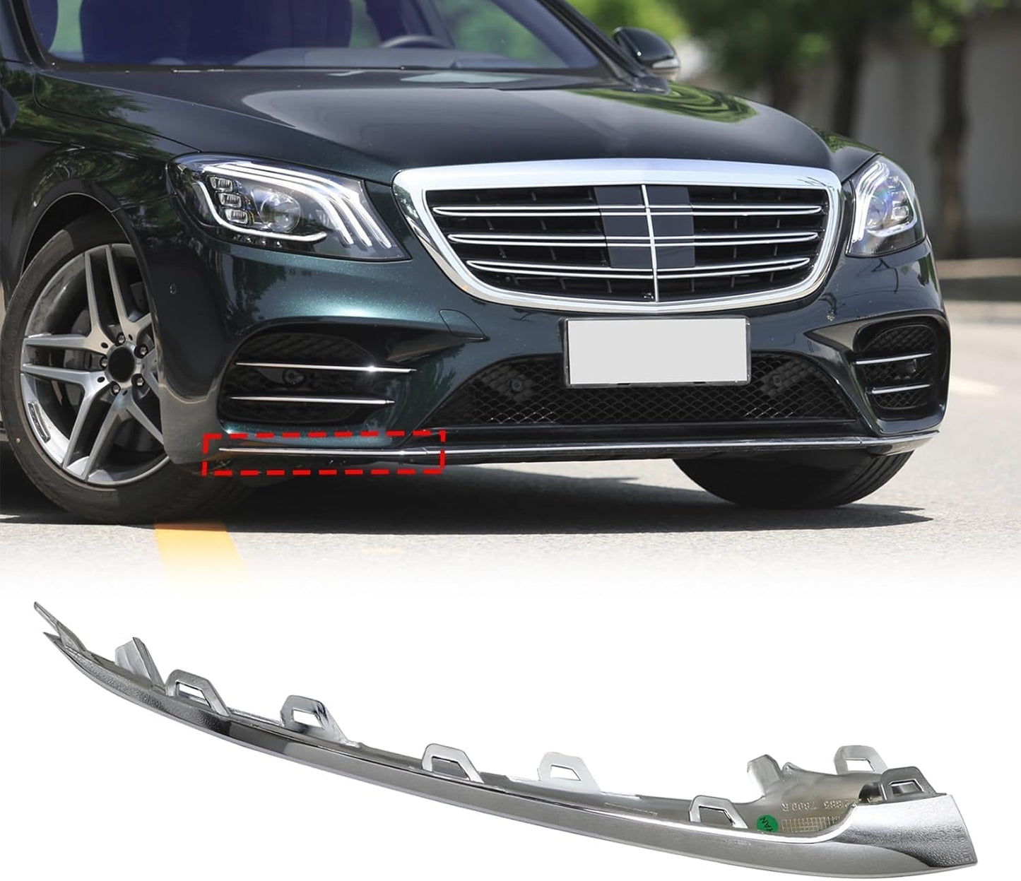 Moldura parachoques derecho cromado Mercedes W222 18-20
