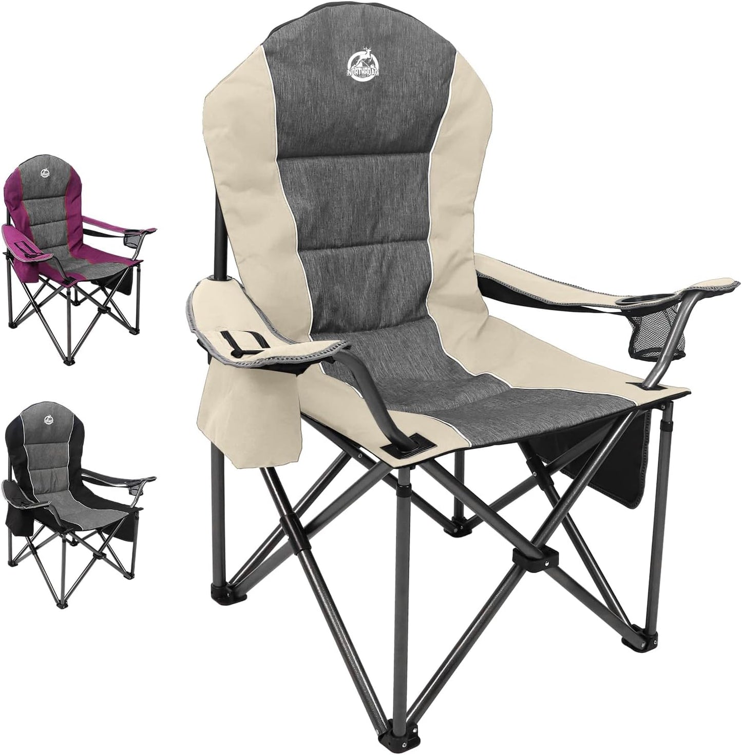 Silla campamento plegable acolchada 350lb con soporte tazas
