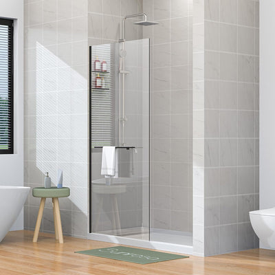 Panel ducha vidrio templado 34x76pulg fijo negro mate