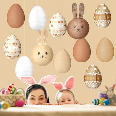 Set 16 linternas papel decoración Pascua huevos faroles colgantes