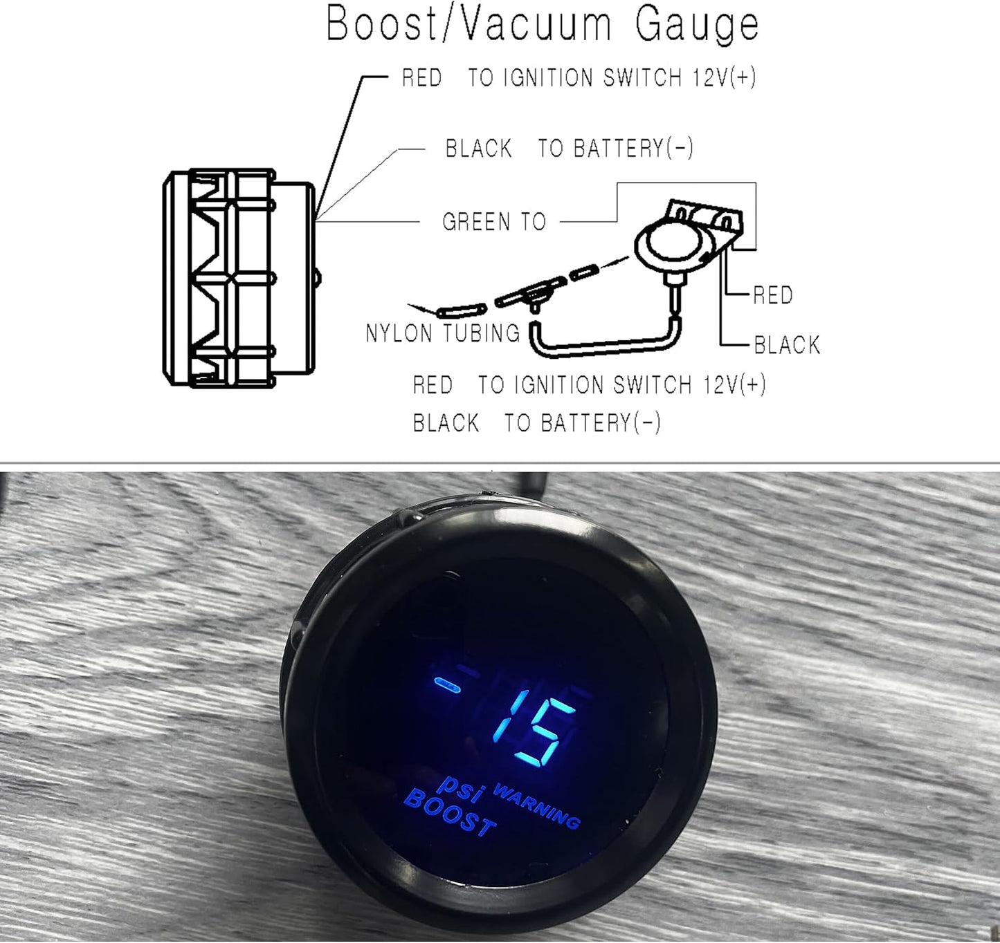 Controlador boost manual 0-30PSI digital 52mm negro