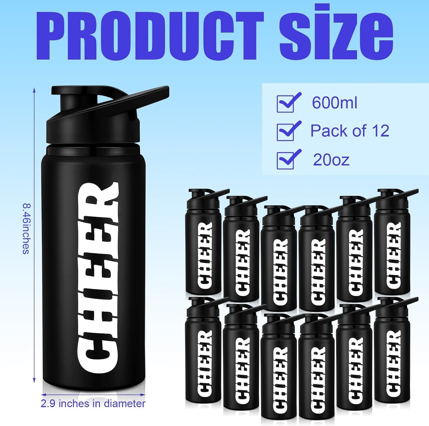 12 Botellas Agua Aluminio 20oz A Prueba Fugas Regalo