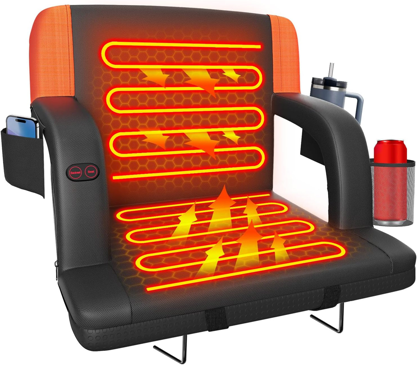 Asiento calentable para gradas con respaldo 3 niveles
