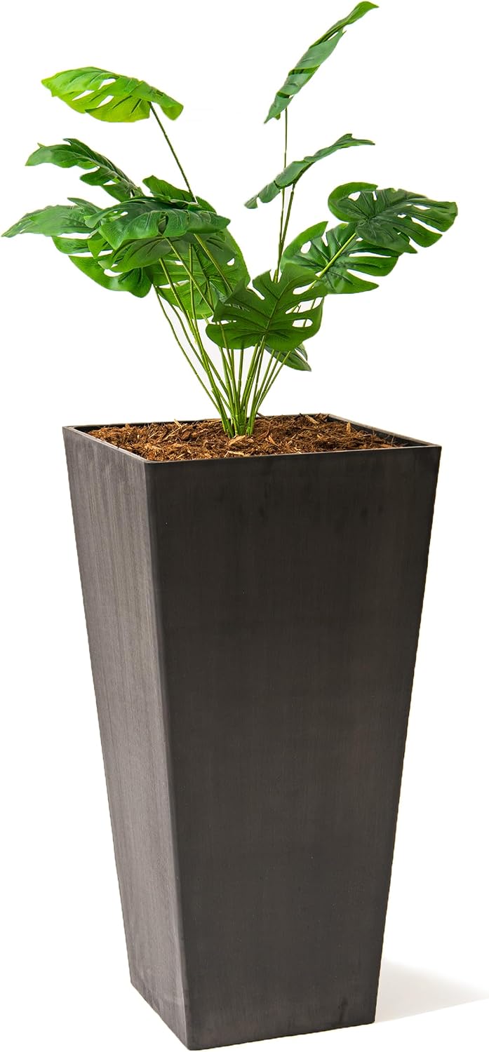 Maceta cuadrada moderna 28" color negro