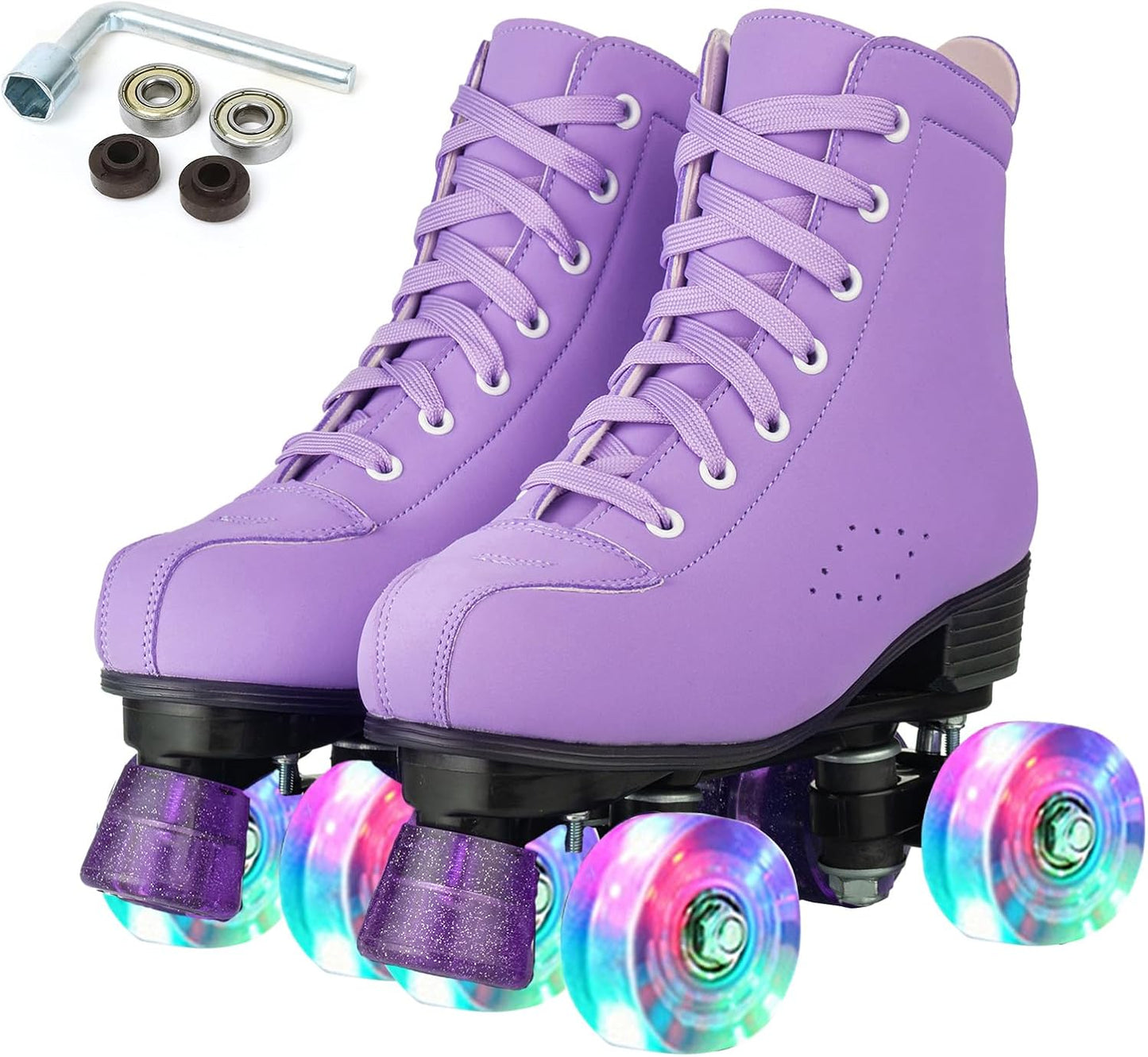 Patines de Cuero PU con Ruedas Iluminadas Unisex para Niños