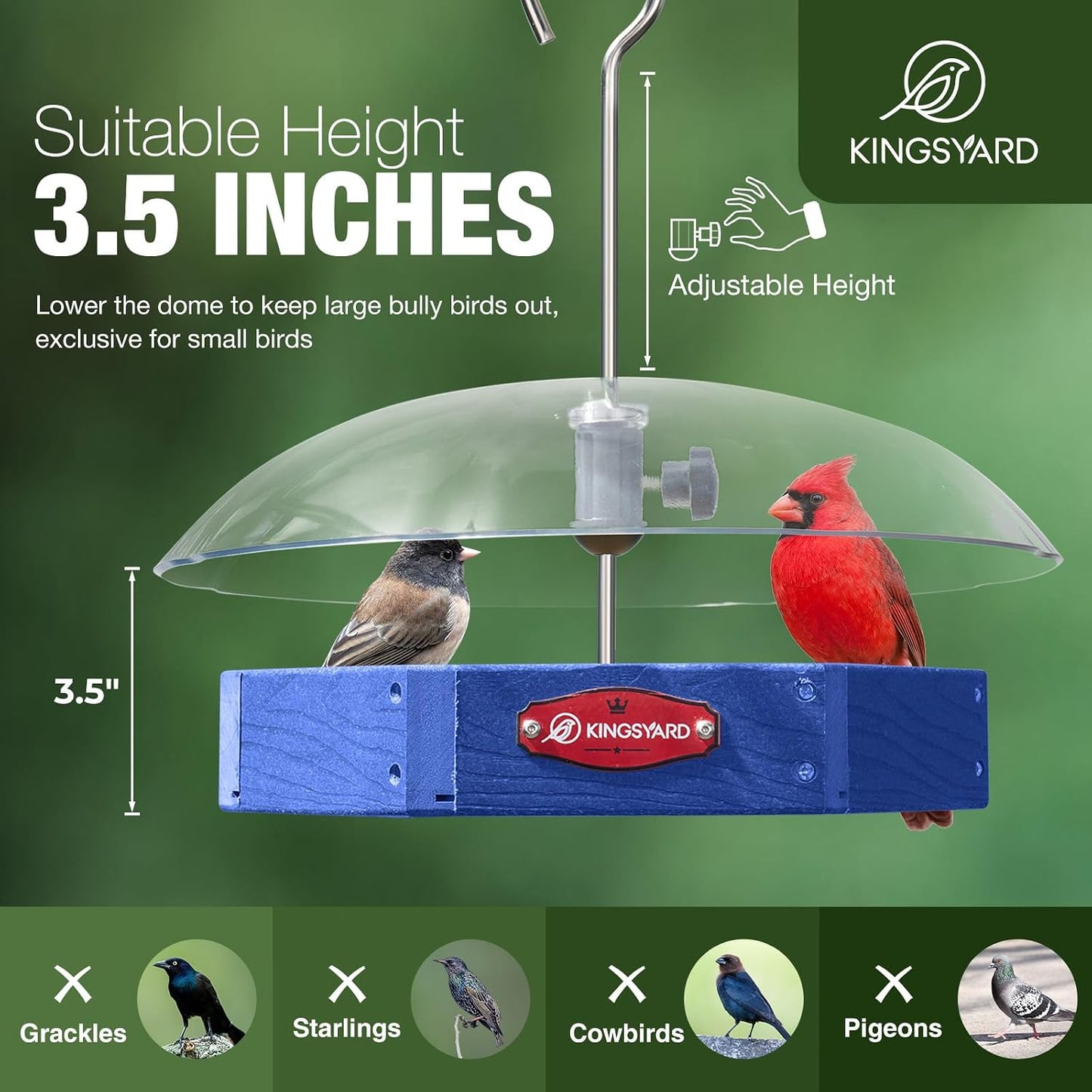 Comedero aves al aire libre cúpula ajustable malla reciclada