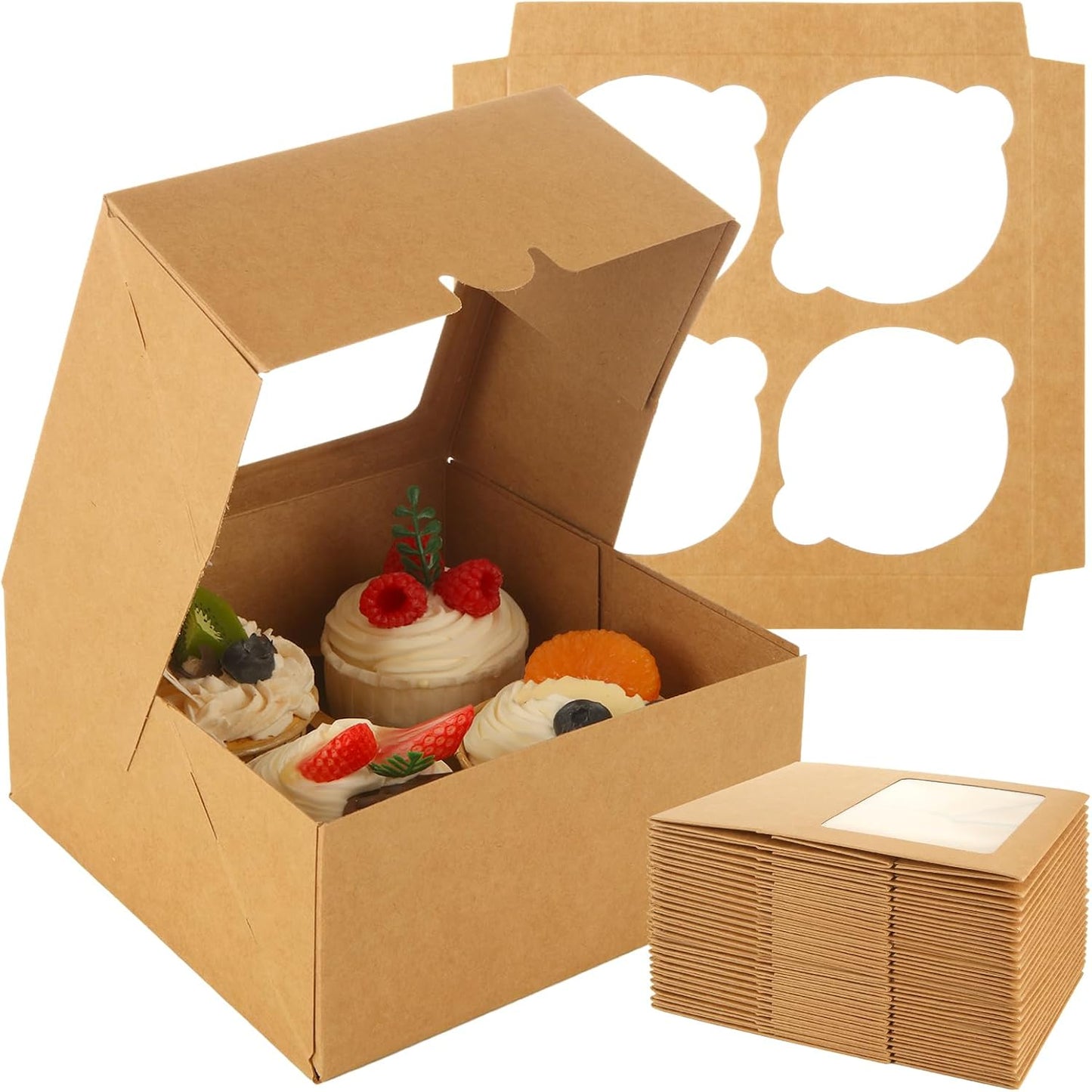 40 Cajas Cupcakes Autoemergentes 6x6" con Ventana