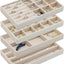 4 Pzas Bandeja Organizadora Joyas Apilable Beige