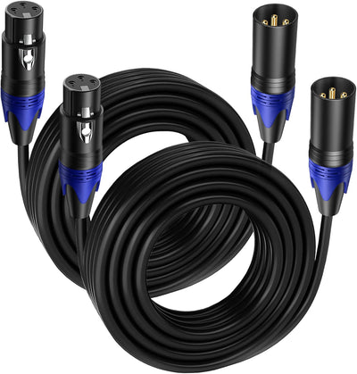 2 Cables XLR Macho a Hembra 25ft Profesional Micrófono