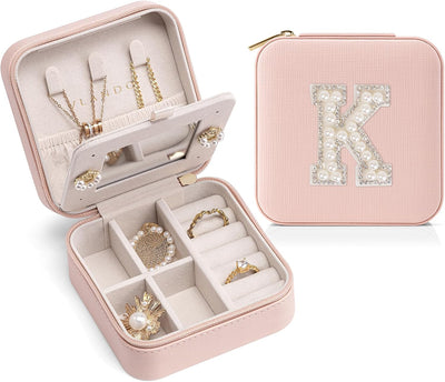 Joyero personalizado con inicial K rosa para niñas