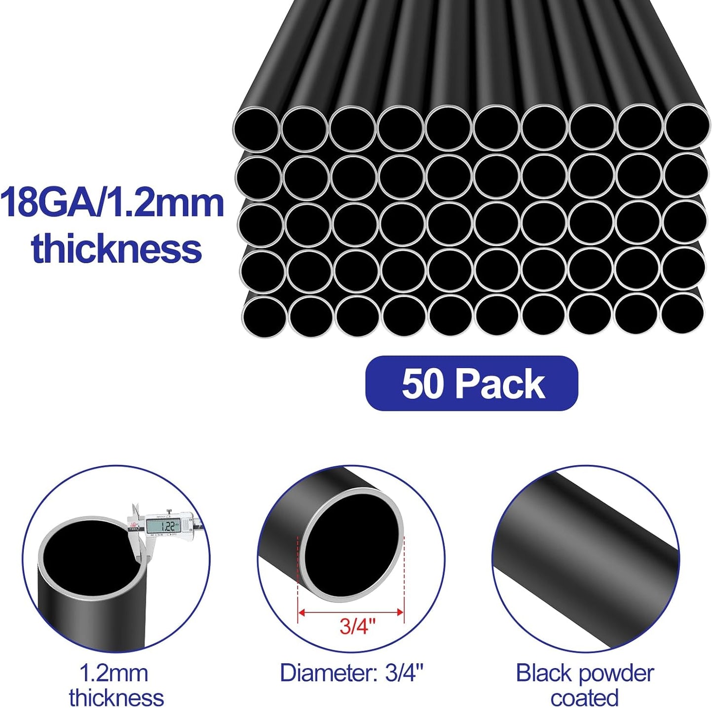 Balaustres cubierta 36pulg aluminio negro set 50