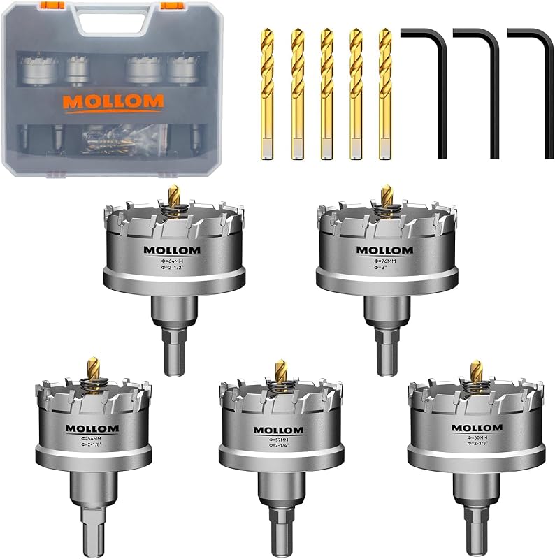 Kit sierra perforadora 5 pzas TCT para acero inox aluminio