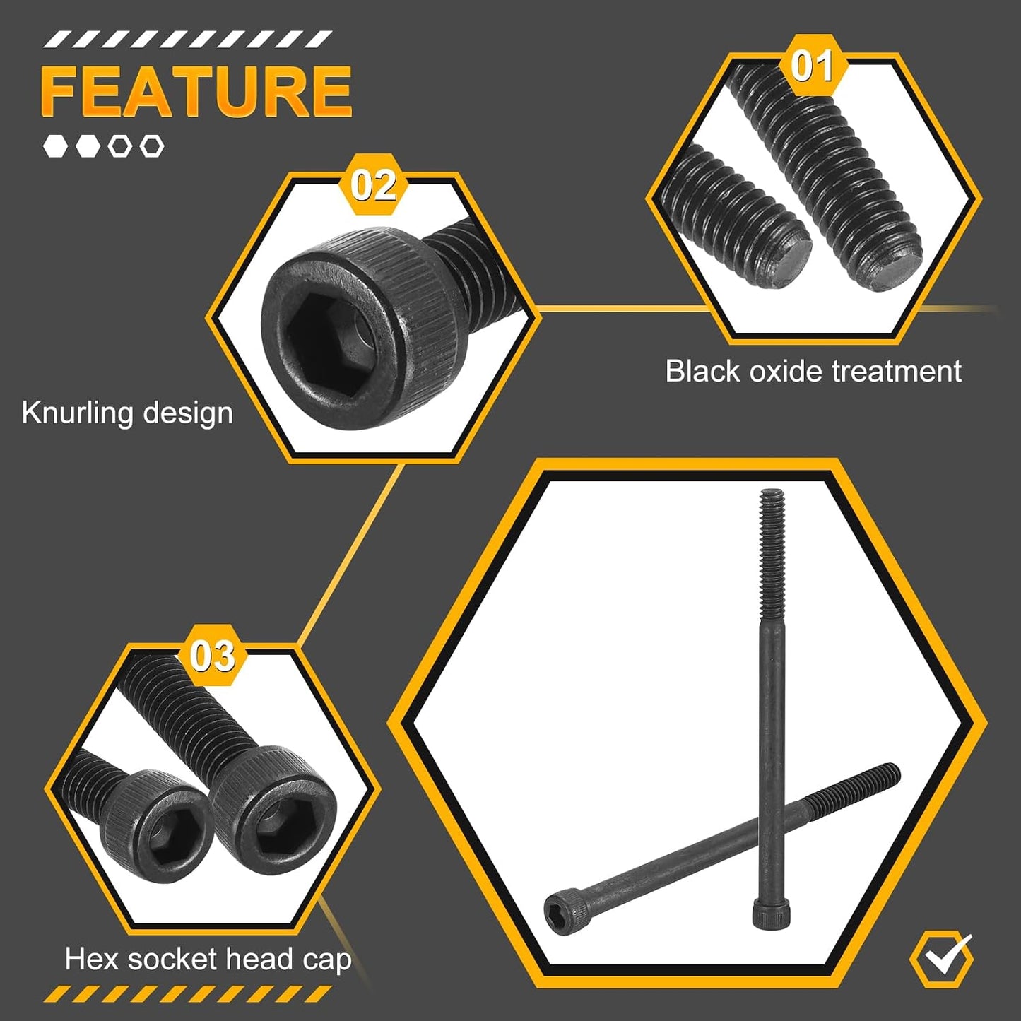 Tornillos cabeza hueca 1/4-20x4 10uds para bicicleta y auto