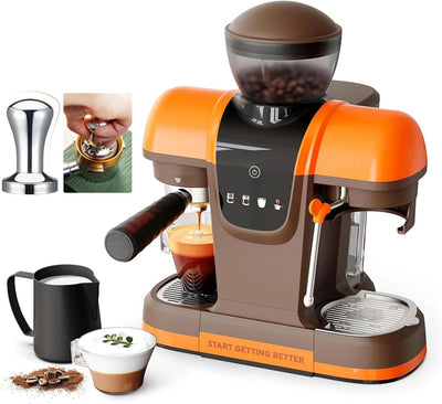 Máquina Espresso 20 Barras Acero Inox con Molinillo