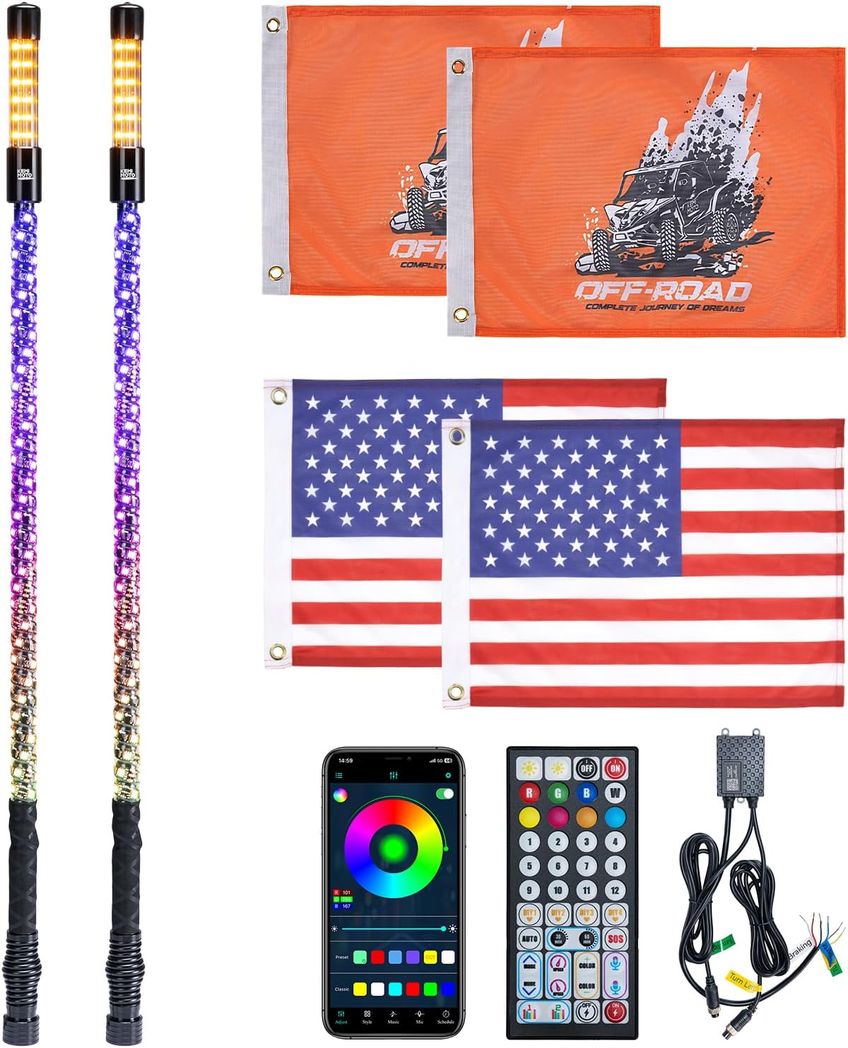 Luces látigo 3ft modo estroboscópico comp Polaris RZR