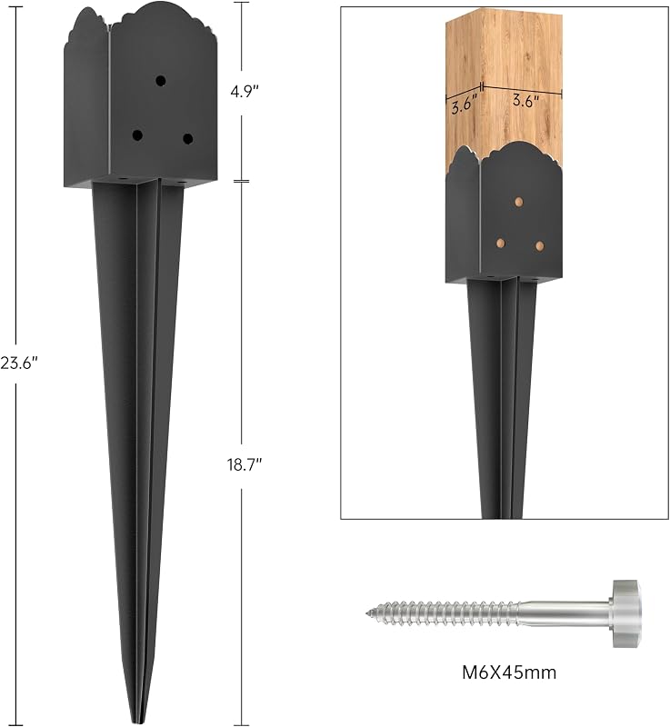 Anclaje poste valla 23.6x3.7" soporte estaca pack 4