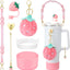 Set 6 accesorios fresa rosa compatibles con taza y botella