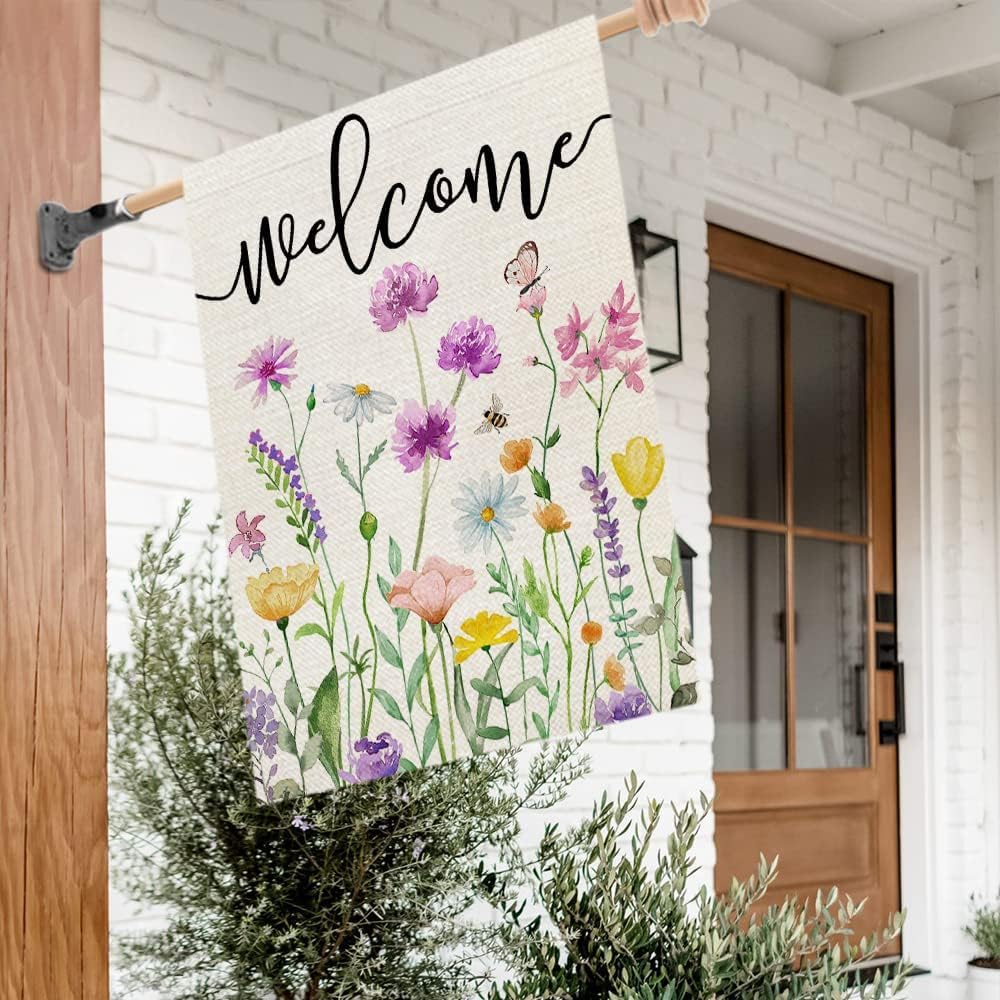 Bandera primavera floral 28x40pulg doble cara