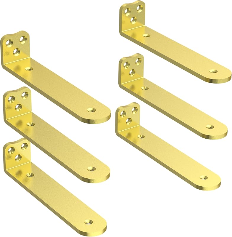 Soportes estantes flotantes 12" 6 Pzas dorado 200lb