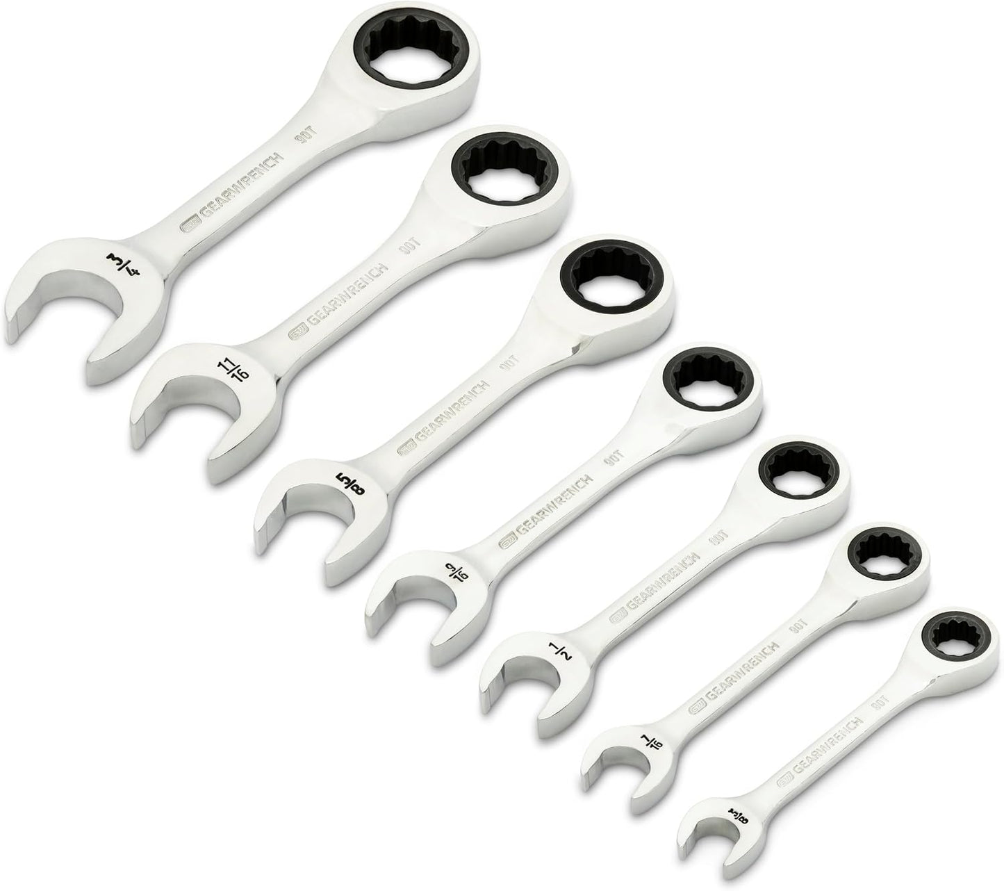 Llave trinquete combinada 7 pzas 90 dientes 12 puntos SAE