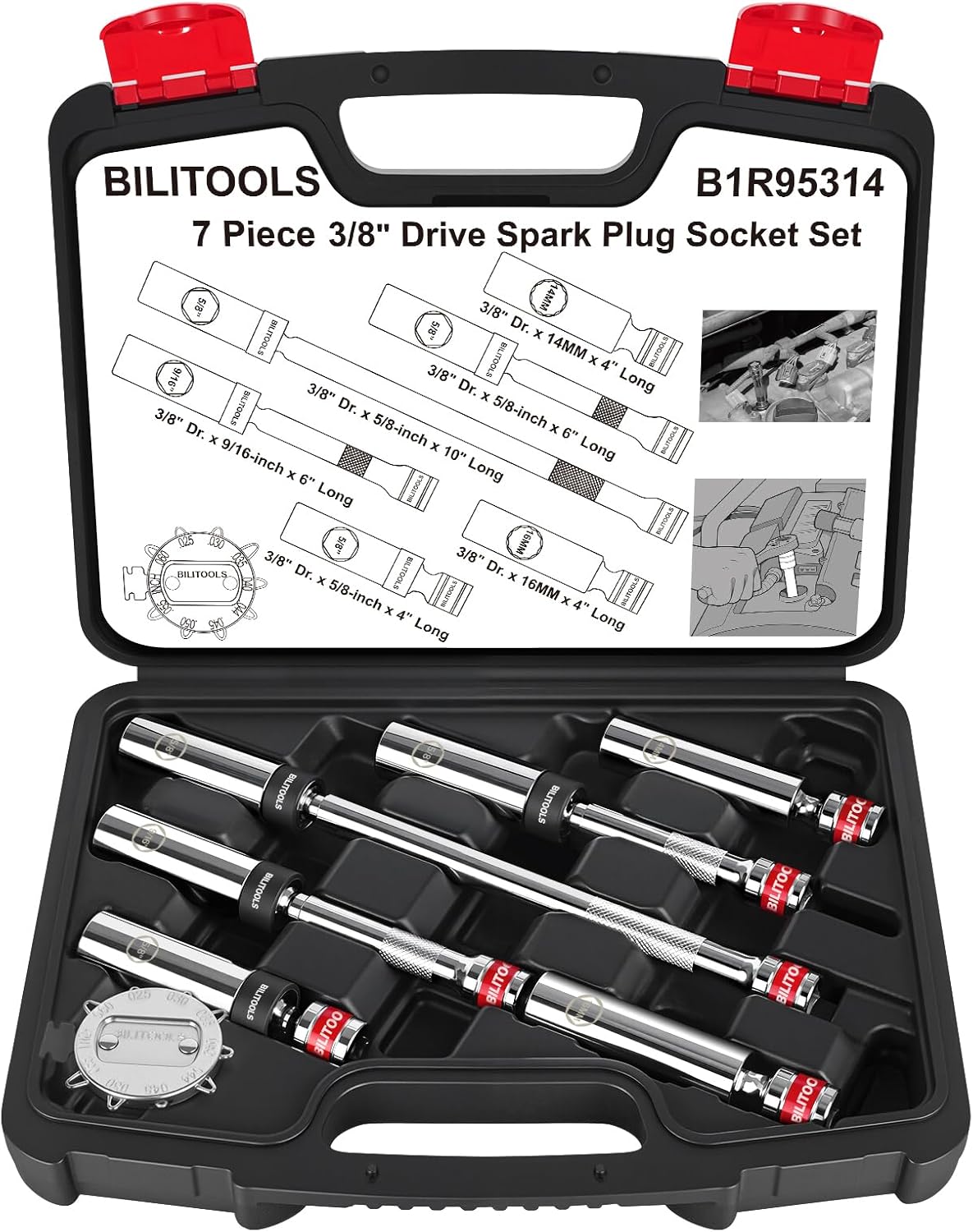 Set llaves bujía magnéticas 3/8" 7 Uds