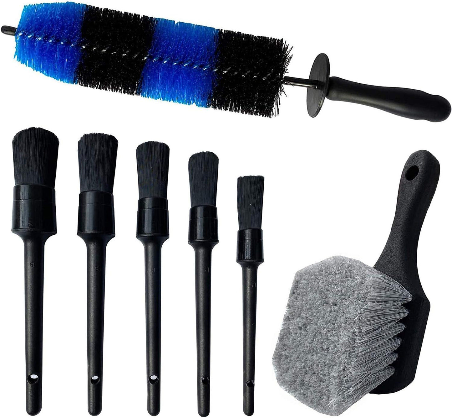 Set 7 Cepillos Ruedas Neumáticos 17" Kit Lavado Auto