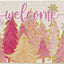 Tapete bienvenida copo nieve árbol rosa navidad 17x29pulg