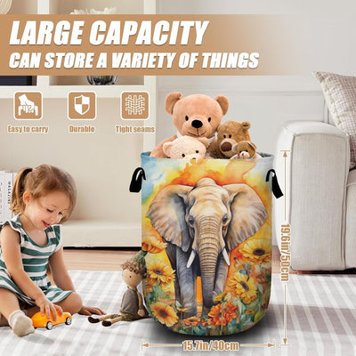 Cesta lavandería elefante girasol plegable 15.7x19.6