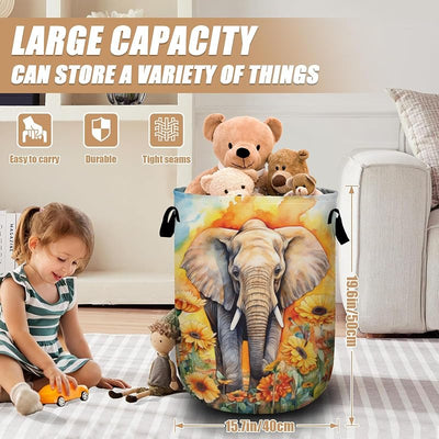 Cesta lavandería elefante girasol plegable 15.7x19.6