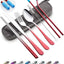 Set 8 Pzas Utensilios Viaje Acero Inox Rojo Degradado