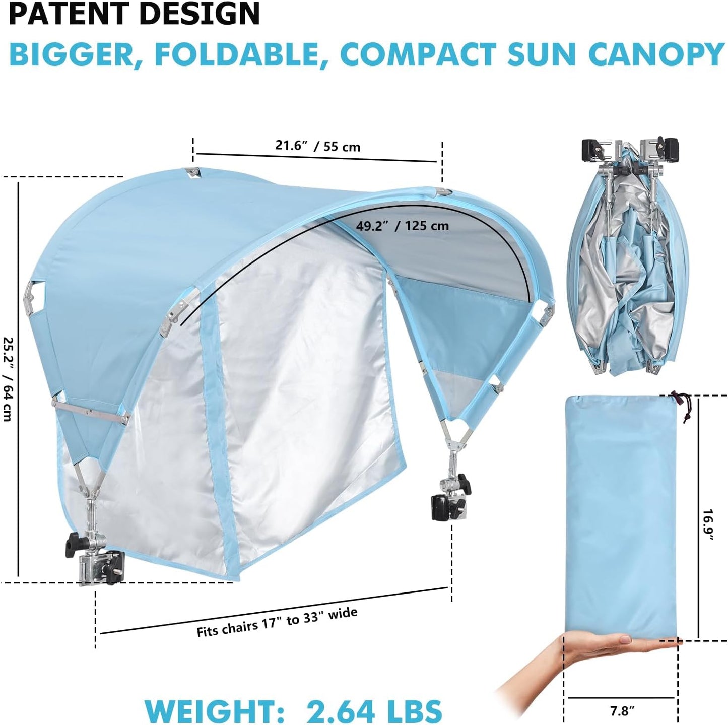 Toldo universal para silla UPF 50 camping