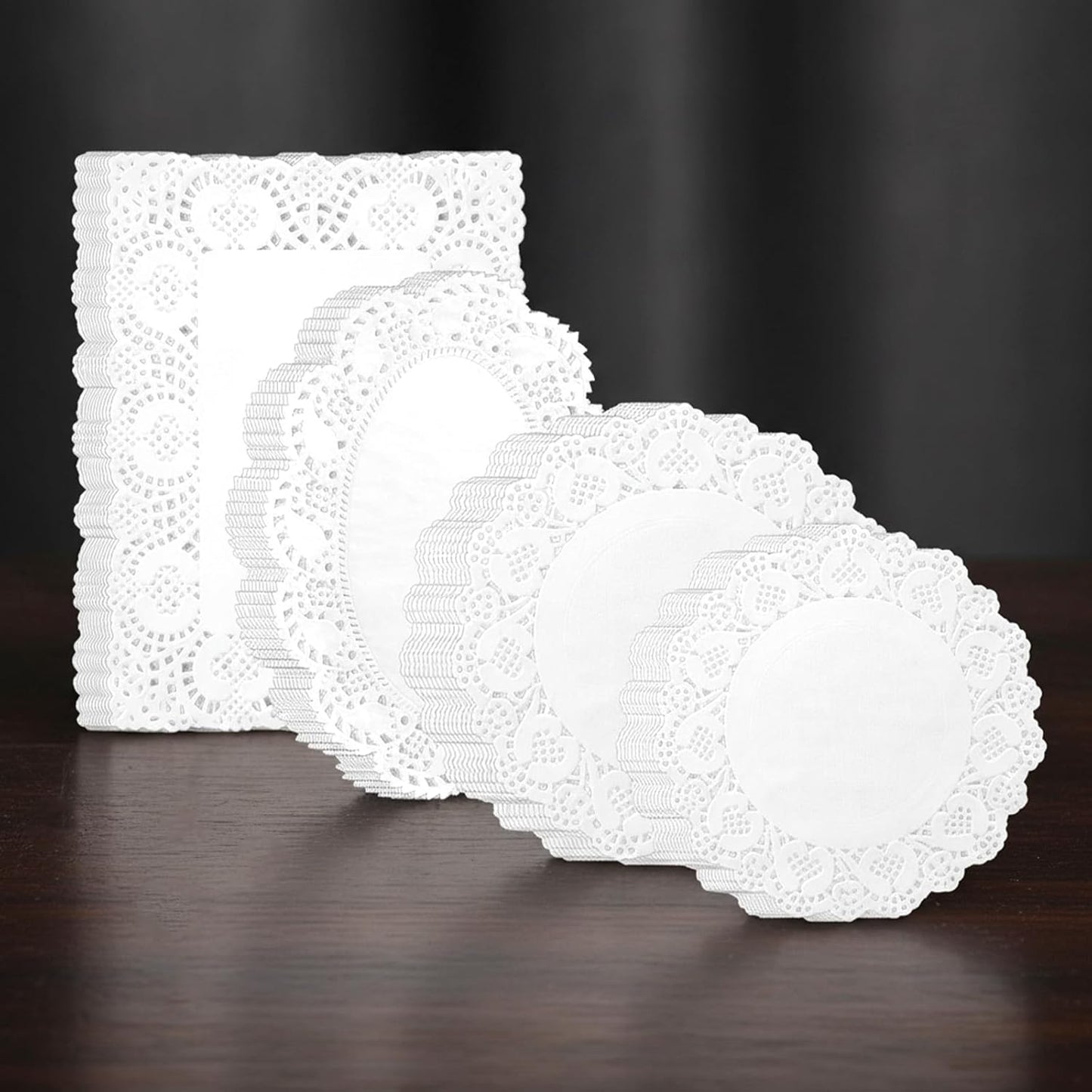 80 Pzas. Doilies de Papel Blanco Talla Variedad para Mesa Postre