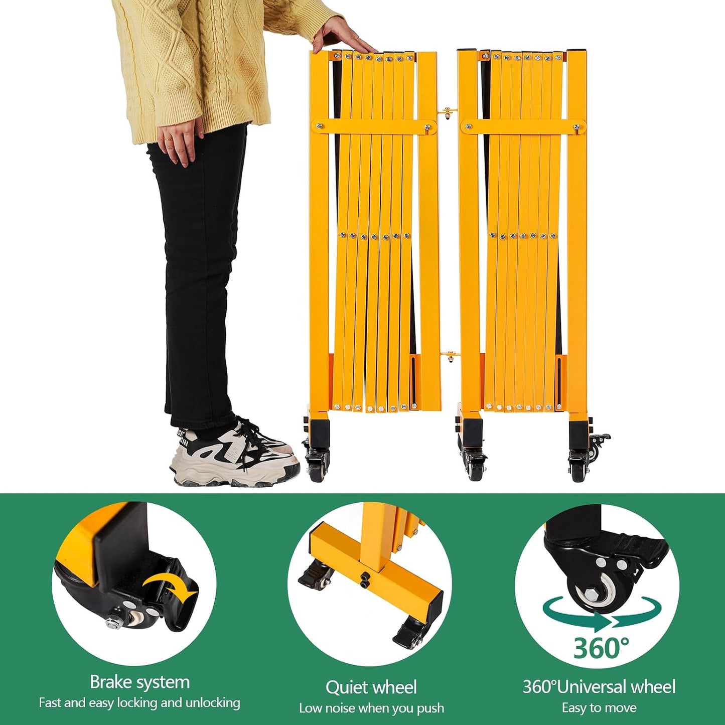 Barricada puerta seguridad plegable 16ft aluminio amarillo