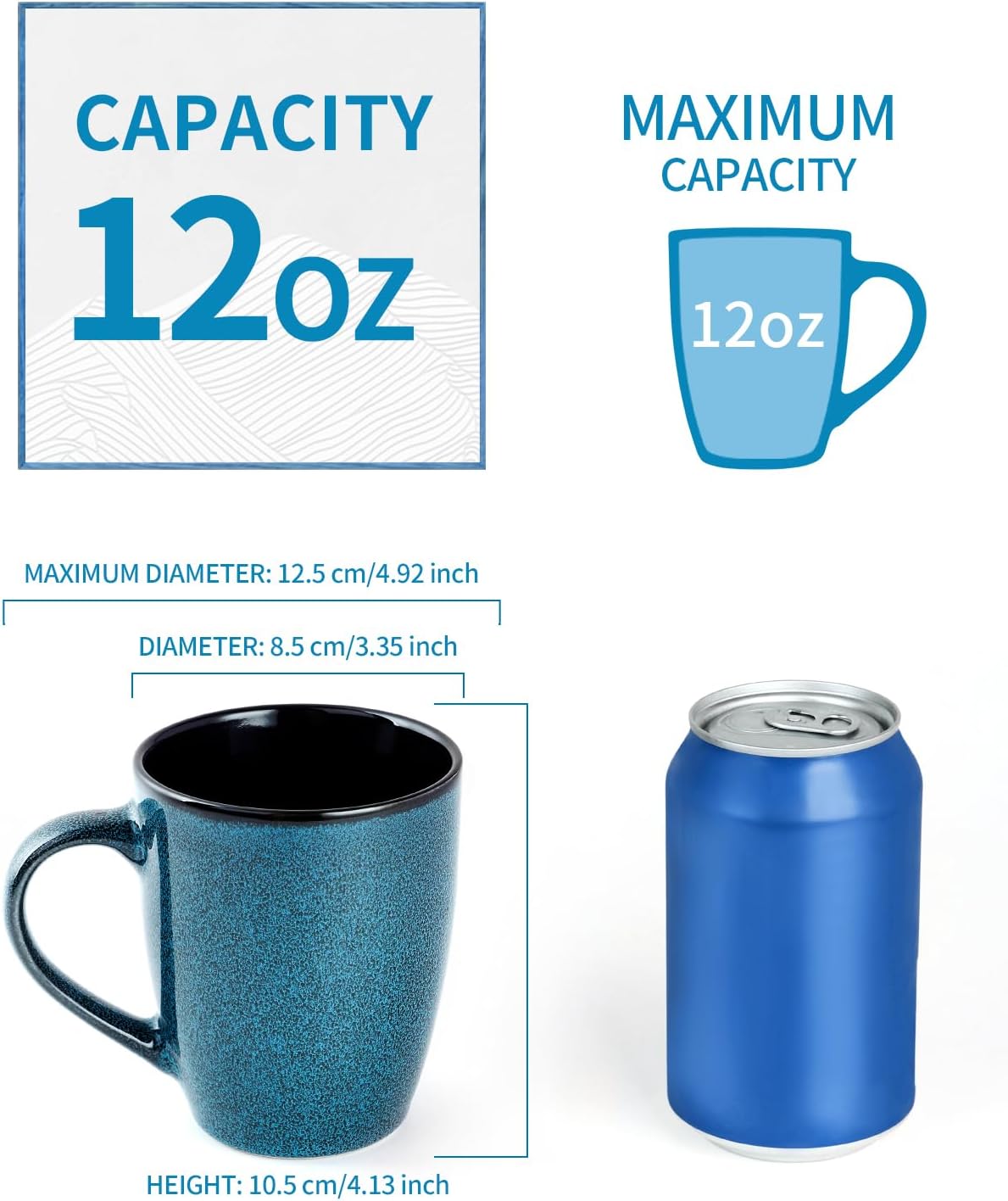 Taza cerámica 12oz para café con asa marrón