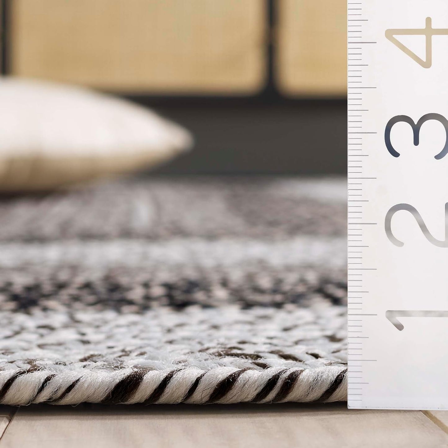 Alfombra decorativa 3x5ft color marfil y negro