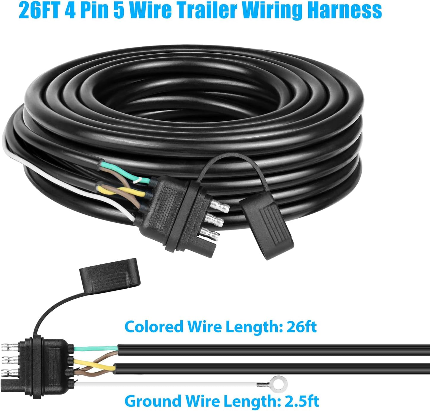 Kit cableado remolque 26pies 4pines 5cables impermeable