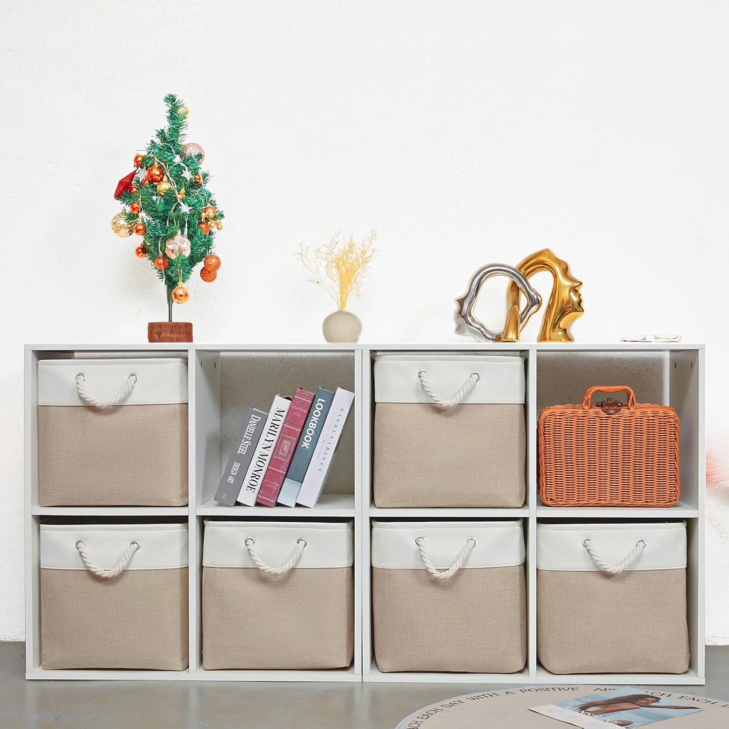 6 Pzas Cubos Almacenamiento 13x13" Tela Plegable con Asas