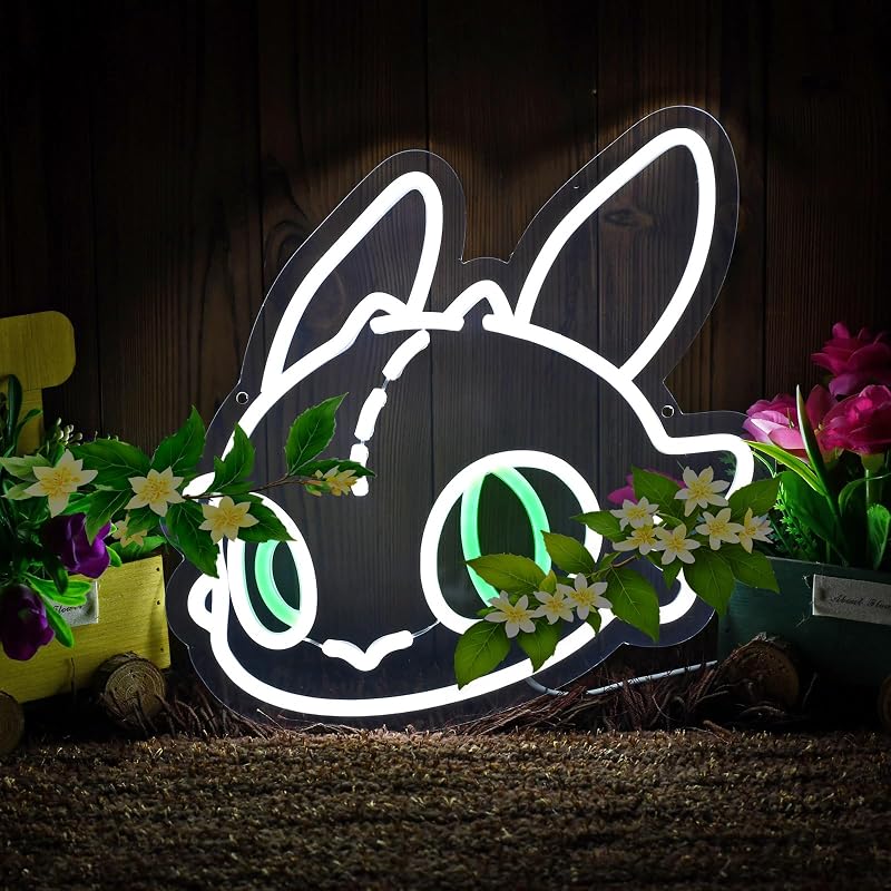 Letrero neón dragón LED dormitorio niños 13x12.4pulg USB