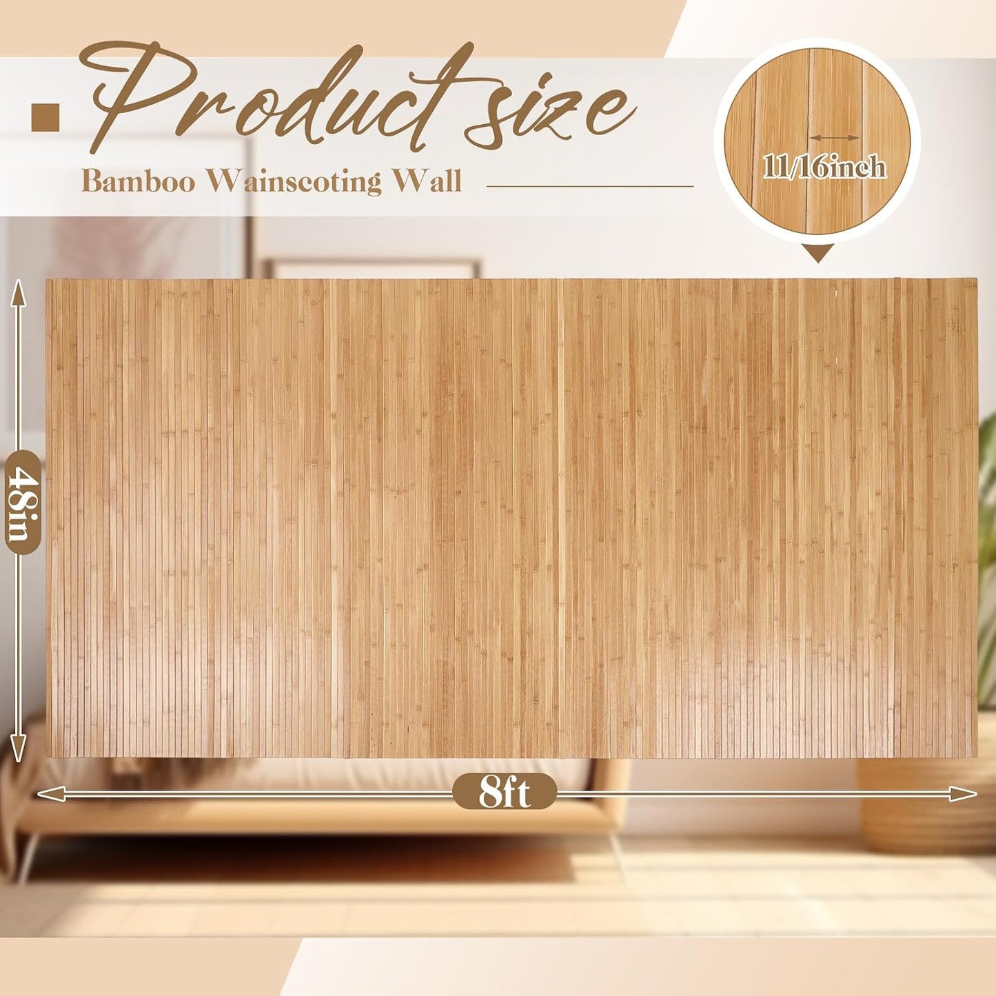 2 Pzas Panel Bambú Natural 48x96pulg Divisor Habitación