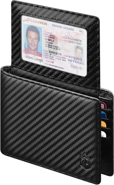Billetera hombre cuero RFID 2 ventanas caja regalo A-Negro